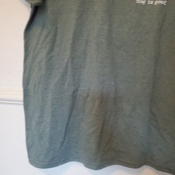 Dog is Good T-Shirt Mens Size M Medium Green "Never Camp Alone" 100% Cotton - Picture 7 of 16